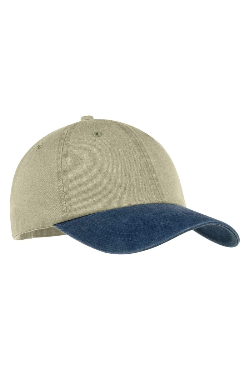 Port Headwear OSFA / Khaki/Navy Port & Company -Two-Tone Pigment-Dyed Cap. CP83