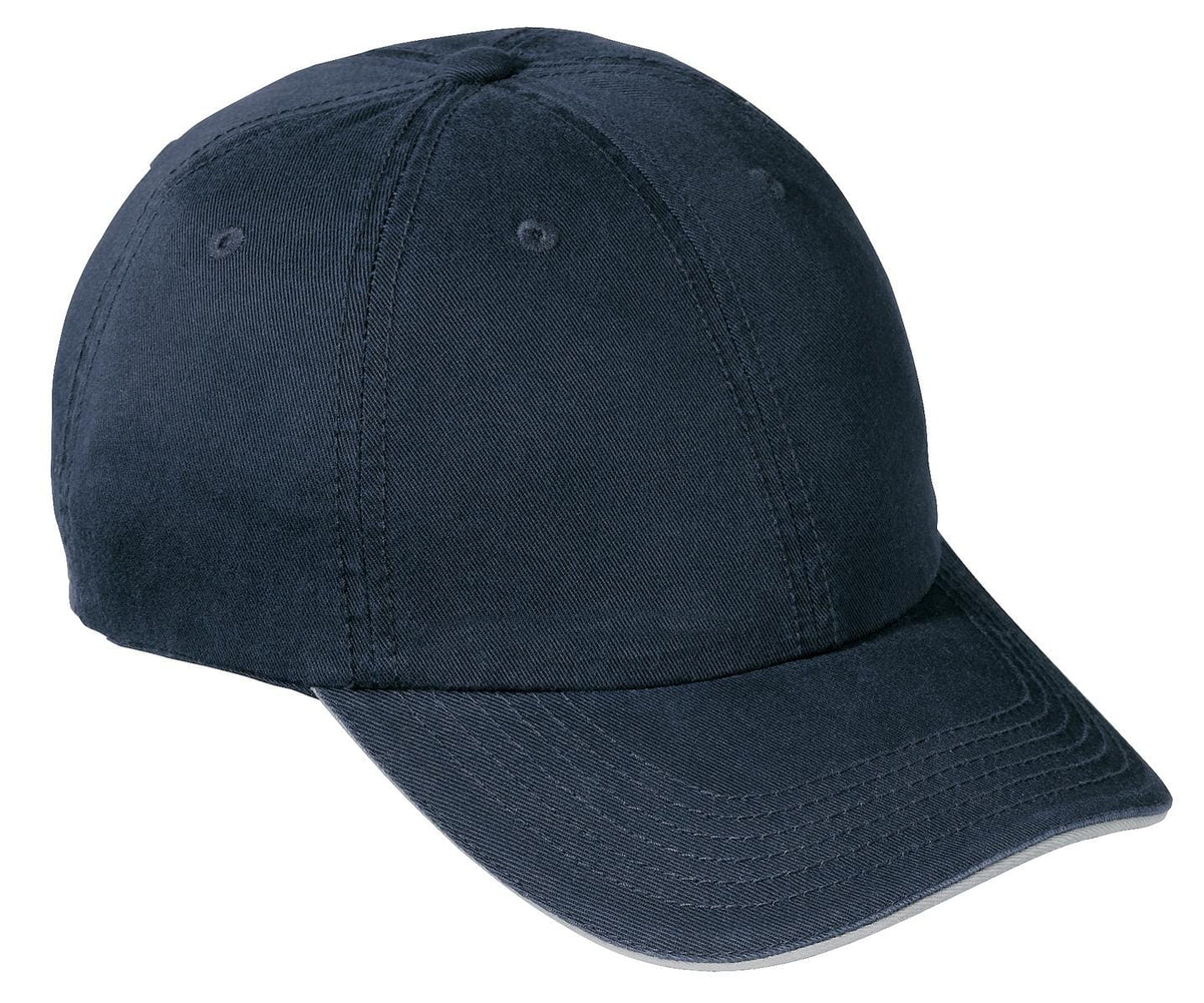 Port Headwear OSFA / Navy/ Khaki Port & Company ® Washed Twill Sandwich Bill Cap.  CP79