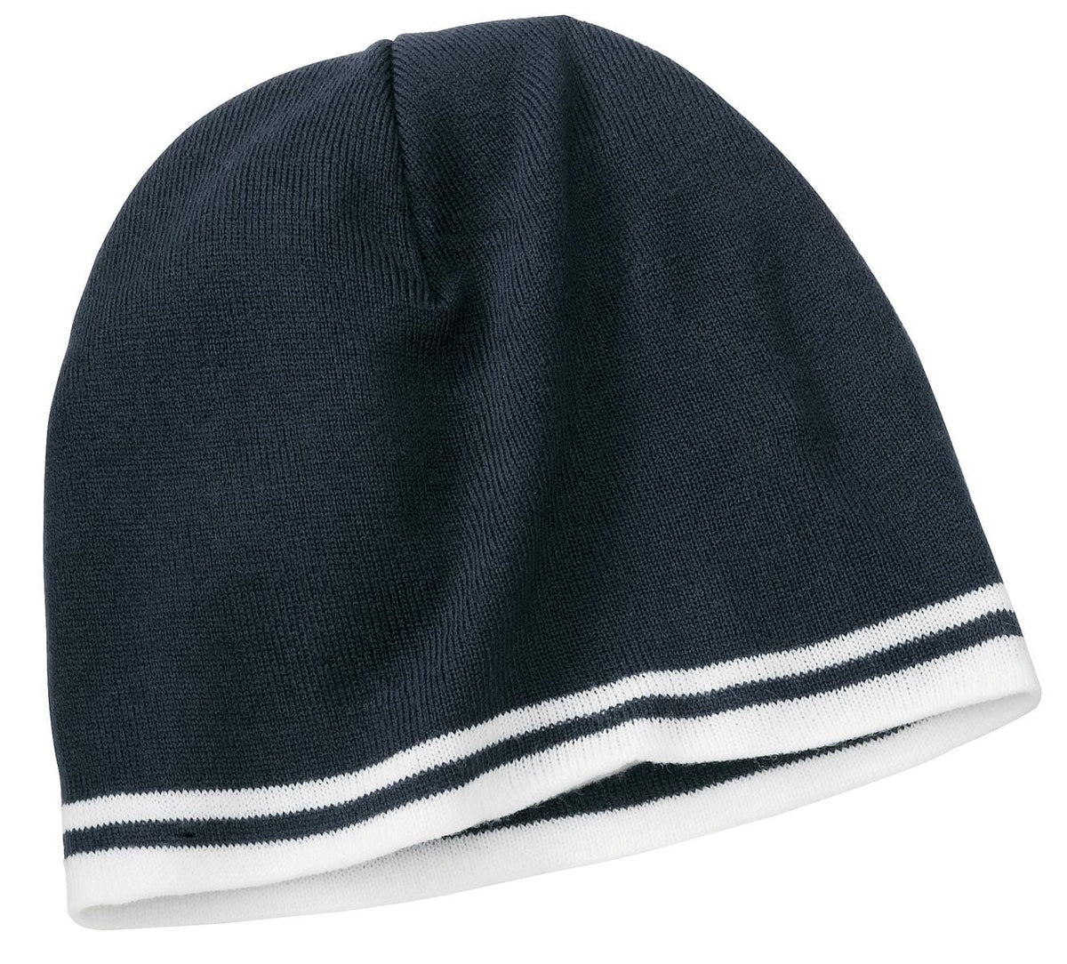 Port Headwear OSFA / Navy/ White Port & Company® - Fine Knit Skull Cap with Stripes.   CP93