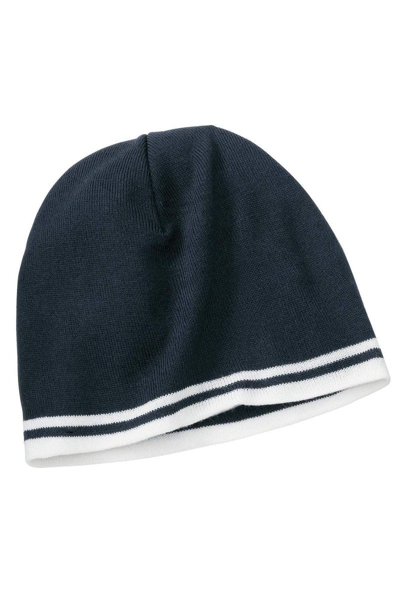 Port Headwear OSFA / Navy/White Port & Company® - Fine Knit Skull Cap with Stripes.   CP93