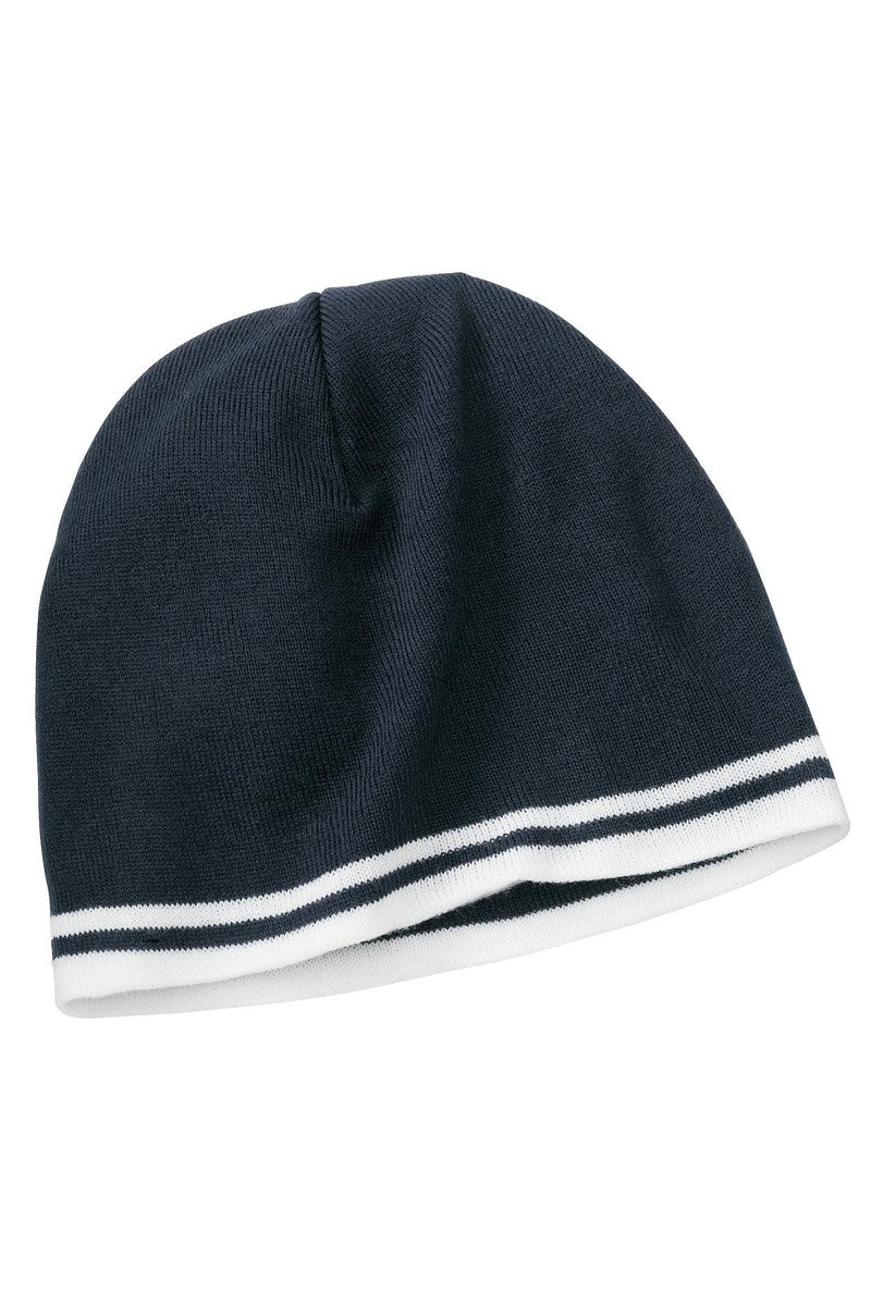 Port Headwear OSFA / Navy/ White Port & Company® - Fine Knit Skull Cap with Stripes.   CP93