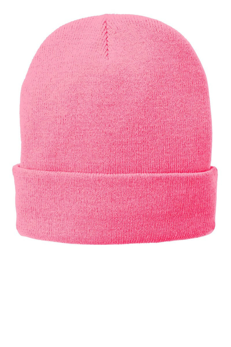 Port Headwear OSFA / Neon Pink Glo Port & Company® Fleece-Lined Knit Cap. CP90L
