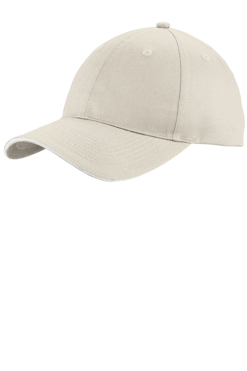 Port Headwear OSFA / Oyster/ White Port & Company® Unstructured Sandwich Bill Cap. C919