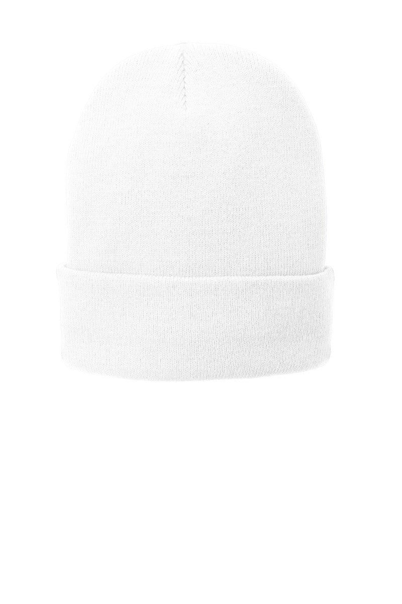 Port Headwear OSFA / White Port & Company® Fleece-Lined Knit Cap. CP90L