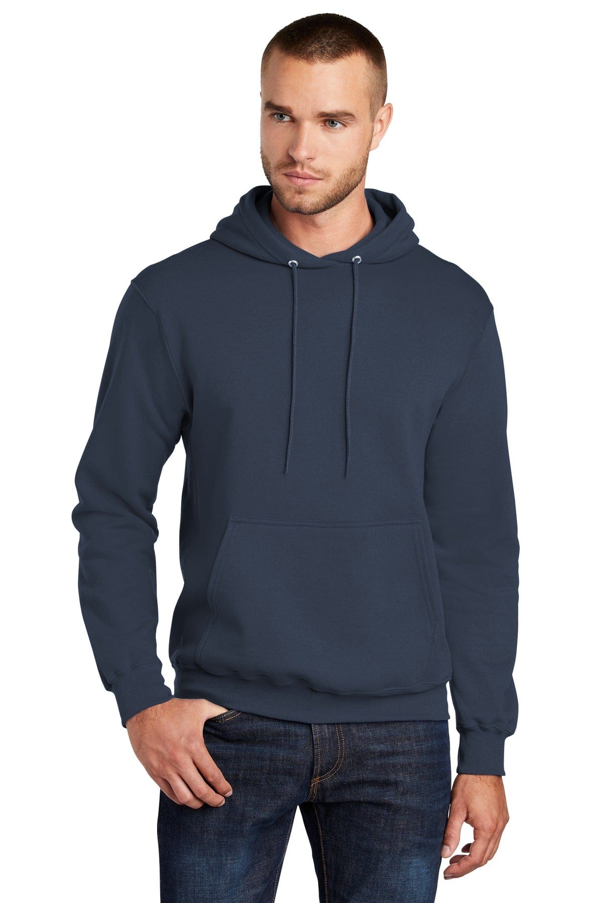 Port Sweatshirts/Fleece LT / Navy Port & Company PC78HT: Tall Core Fleece Pullover Hooded Sweatshirt