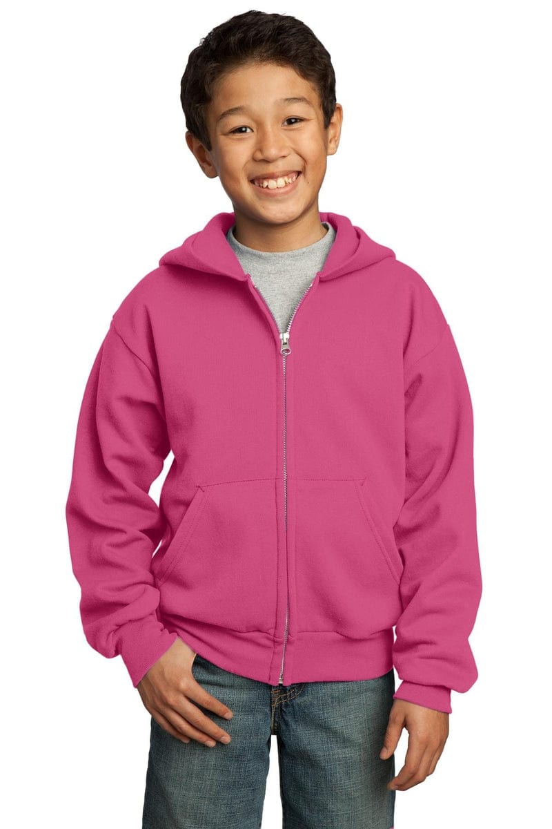 Port Sweatshirts/Fleece Port & Company ®  - Youth Core Fleece Full-Zip Hooded Sweatshirt.  PC90YZH