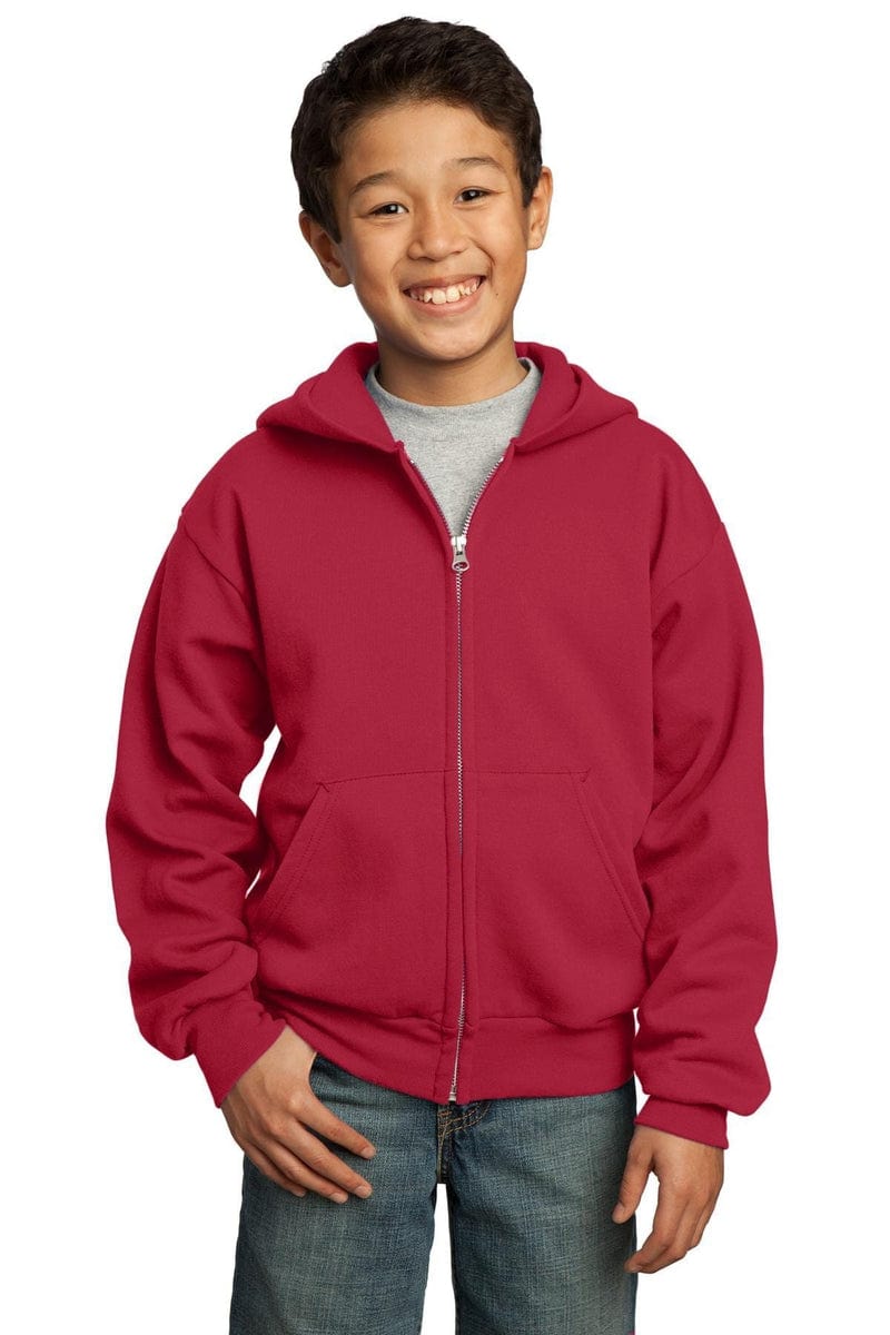 Port Sweatshirts/Fleece Port & Company ®  - Youth Core Fleece Full-Zip Hooded Sweatshirt.  PC90YZH