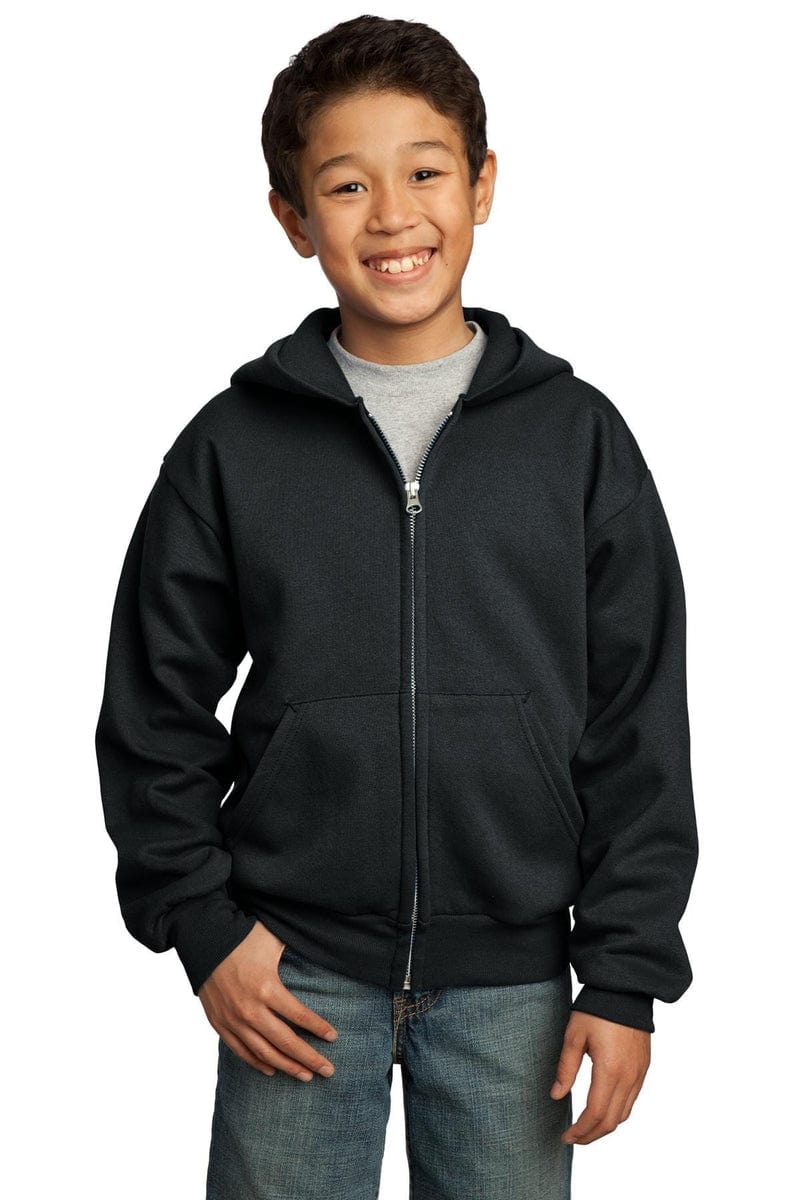 Port Sweatshirts/Fleece Port & Company ®  - Youth Core Fleece Full-Zip Hooded Sweatshirt.  PC90YZH