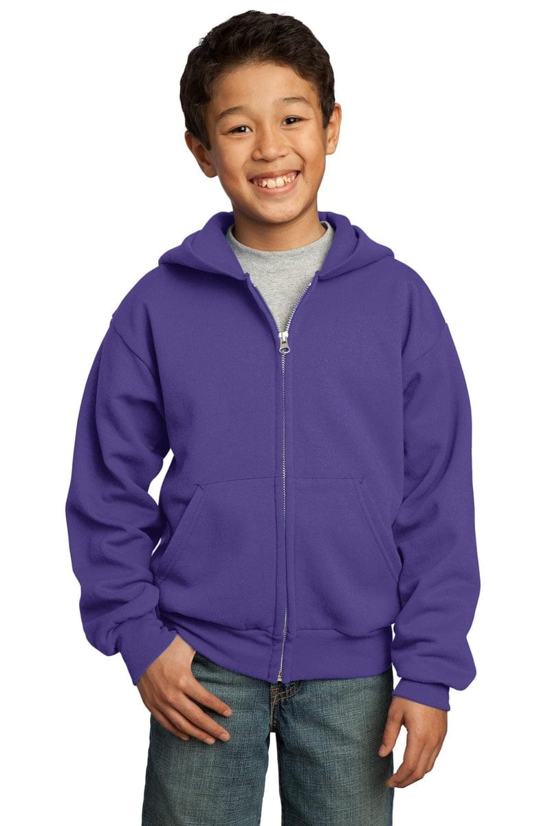 Port Sweatshirts/Fleece Port & Company ®  - Youth Core Fleece Full-Zip Hooded Sweatshirt.  PC90YZH