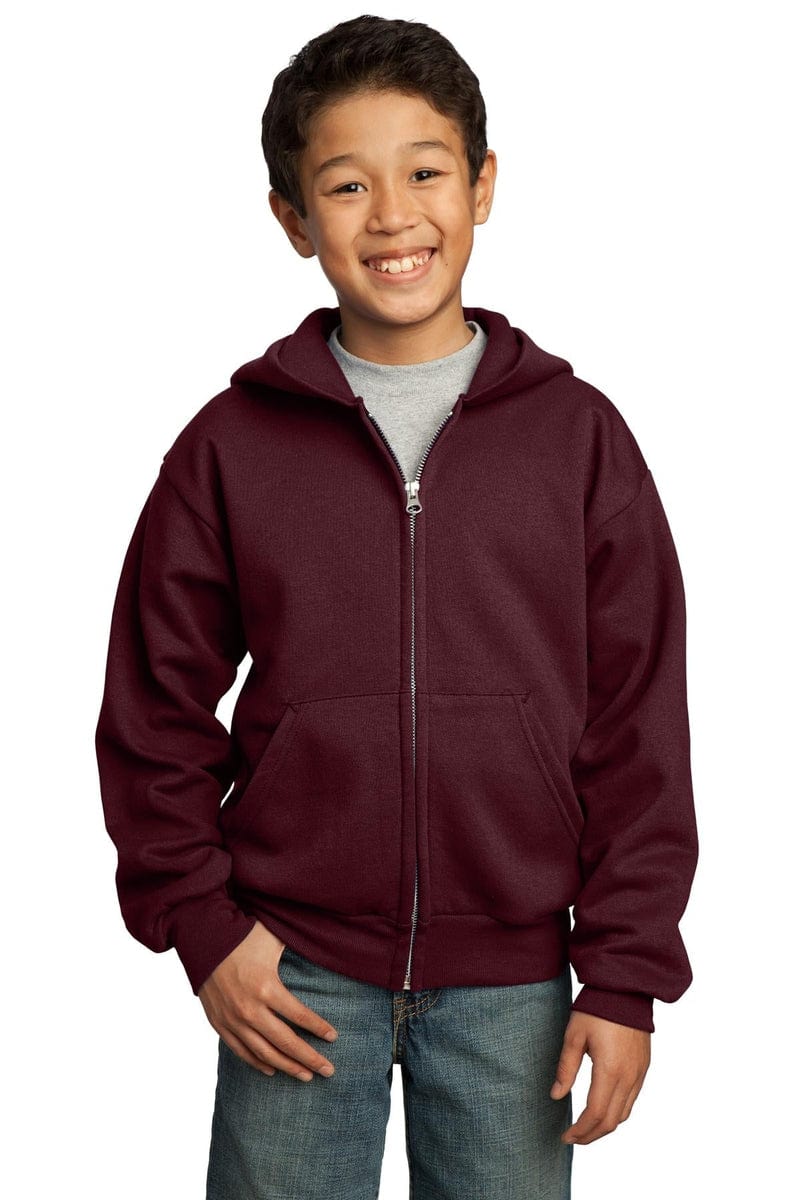 Port Sweatshirts/Fleece Port & Company ®  - Youth Core Fleece Full-Zip Hooded Sweatshirt.  PC90YZH