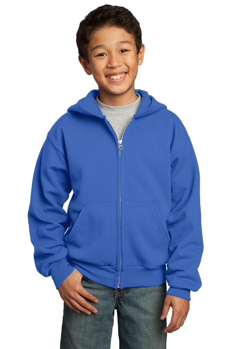 Port Sweatshirts/Fleece Port & Company ®  - Youth Core Fleece Full-Zip Hooded Sweatshirt.  PC90YZH