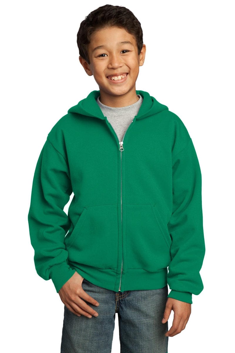 Port Sweatshirts/Fleece Port & Company ®  - Youth Core Fleece Full-Zip Hooded Sweatshirt.  PC90YZH