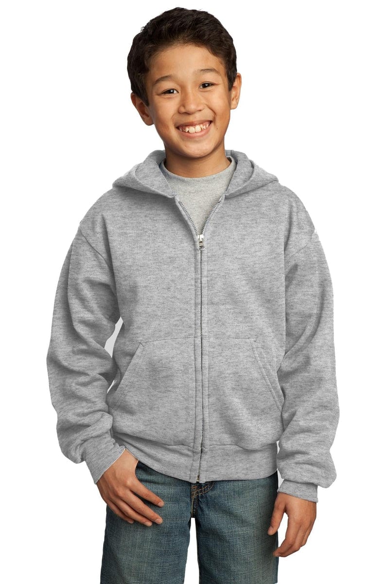 Port Sweatshirts/Fleece Port & Company ®  - Youth Core Fleece Full-Zip Hooded Sweatshirt.  PC90YZH
