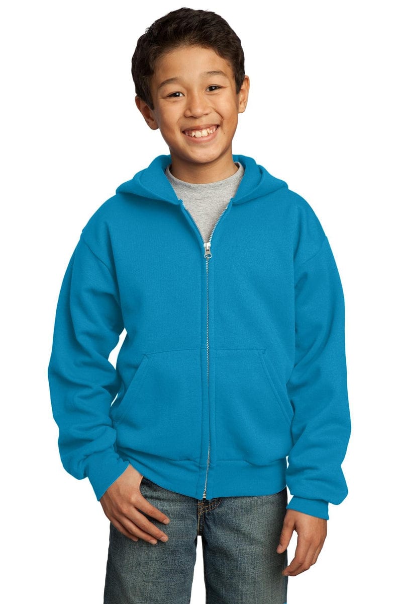 Port Sweatshirts/Fleece Port & Company ®  - Youth Core Fleece Full-Zip Hooded Sweatshirt.  PC90YZH