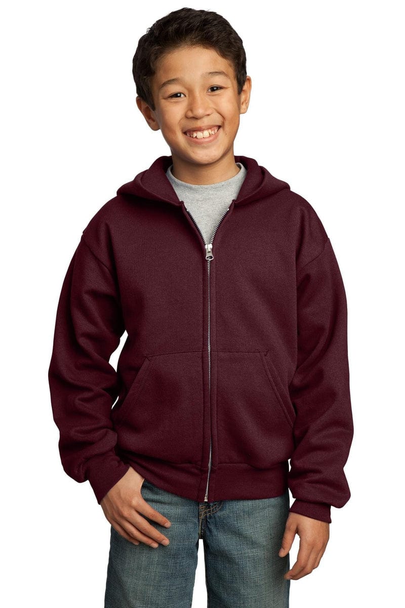 Port Sweatshirts/Fleece Port & Company ®  - Youth Core Fleece Full-Zip Hooded Sweatshirt.  PC90YZH