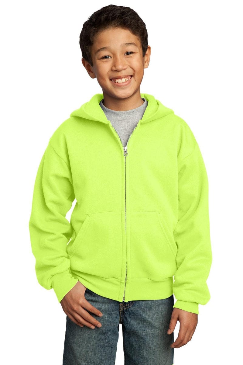 Port Sweatshirts/Fleece Port & Company ®  - Youth Core Fleece Full-Zip Hooded Sweatshirt.  PC90YZH, Basic Colors