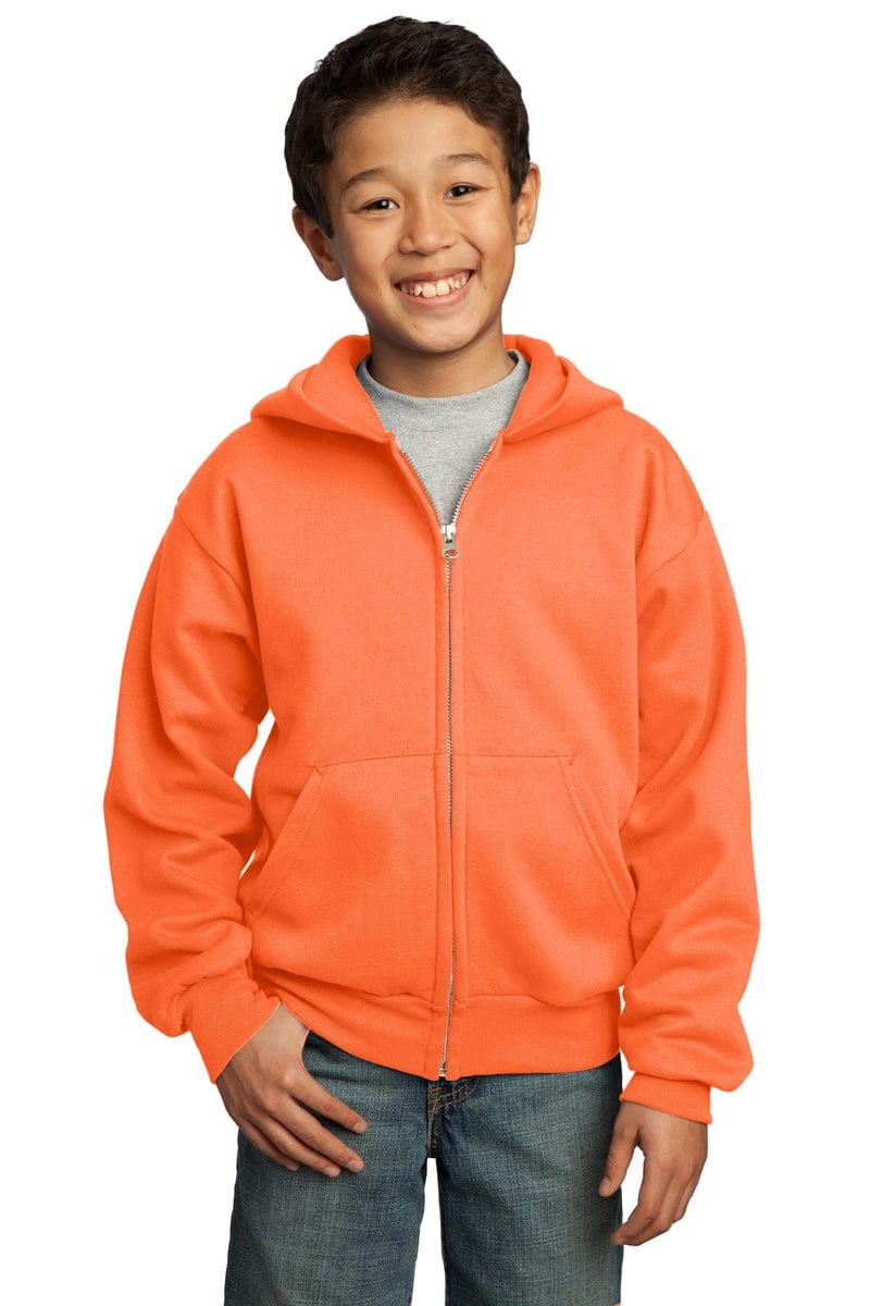 Port Sweatshirts/Fleece Port & Company ®  - Youth Core Fleece Full-Zip Hooded Sweatshirt.  PC90YZH, Basic Colors