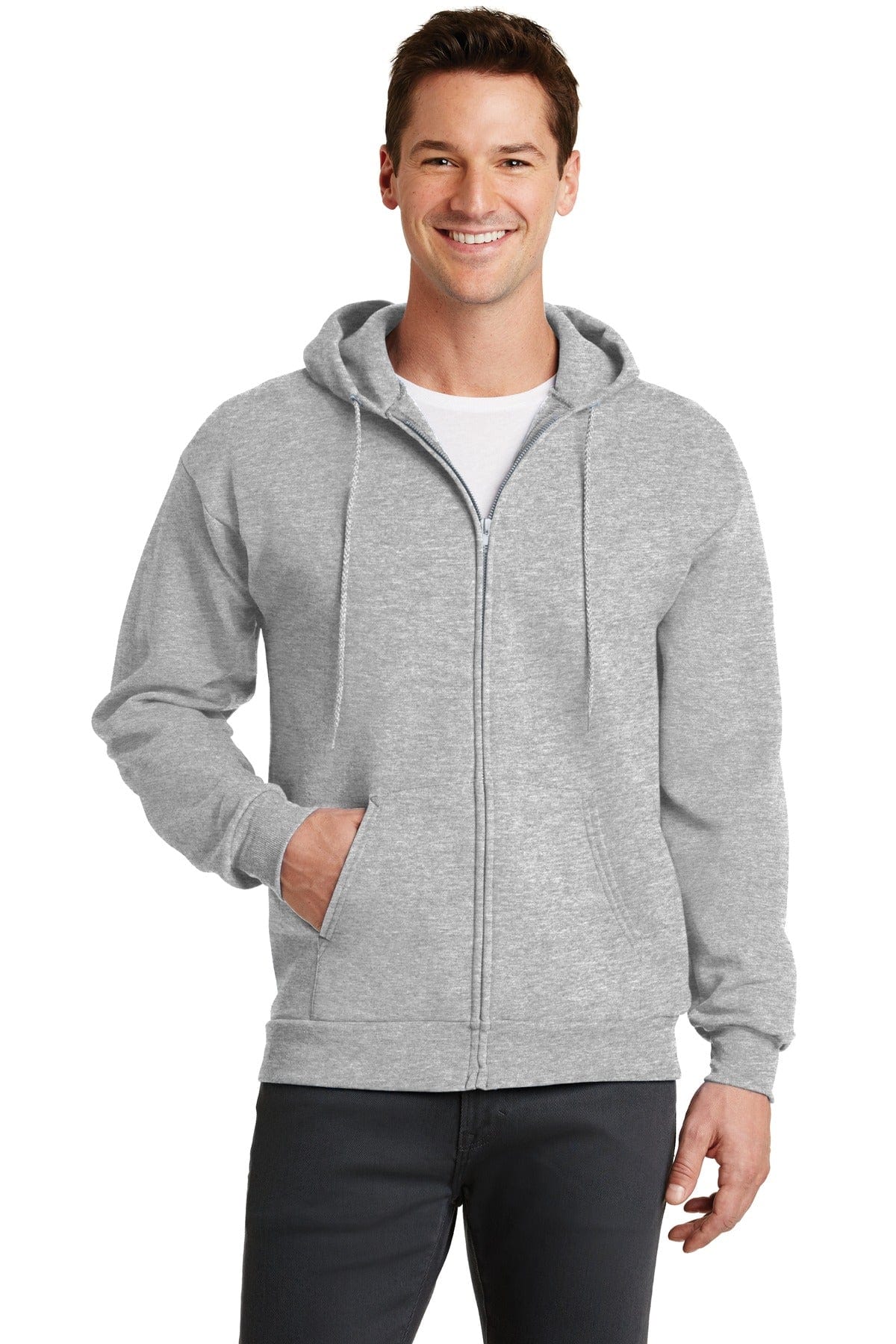 Port Sweatshirts/Fleece S / Ash Port & Company ®  - Core Fleece Full-Zip Hooded Sweatshirt. PC78ZH