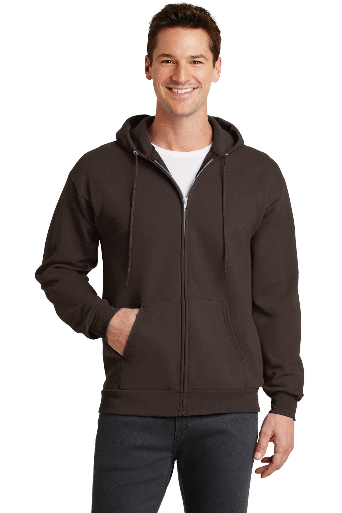 Port Sweatshirts/Fleece S / Dark Chocolate Brown Port & Company ®  - Core Fleece Full-Zip Hooded Sweatshirt. PC78ZH
