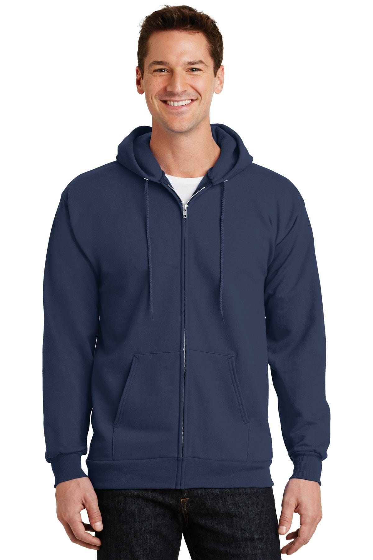 Port Sweatshirts/Fleece S / Navy Port & Company ®  -  Essential Fleece Full-Zip Hooded Sweatshirt.  PC90ZH