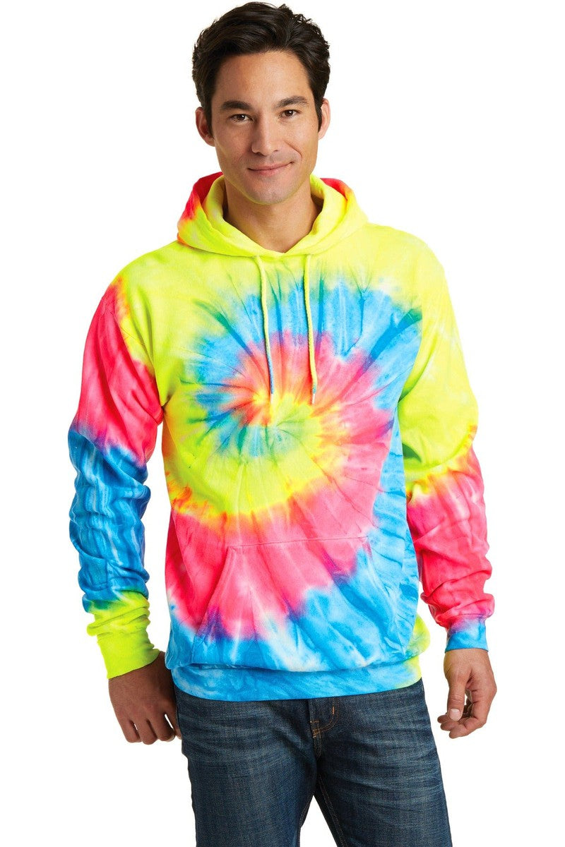 Port Sweatshirts/Fleece S / Neon Rainbow Port & Company ®  Tie-Dye Pullover Hooded Sweatshirt. PC146