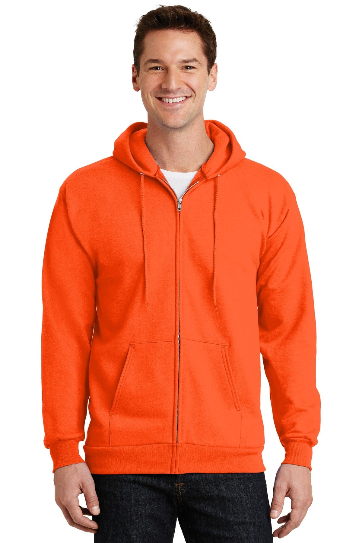 Port Sweatshirts/Fleece S / Safety Orange Port & Company ®  -  Essential Fleece Full-Zip Hooded Sweatshirt.  PC90ZH