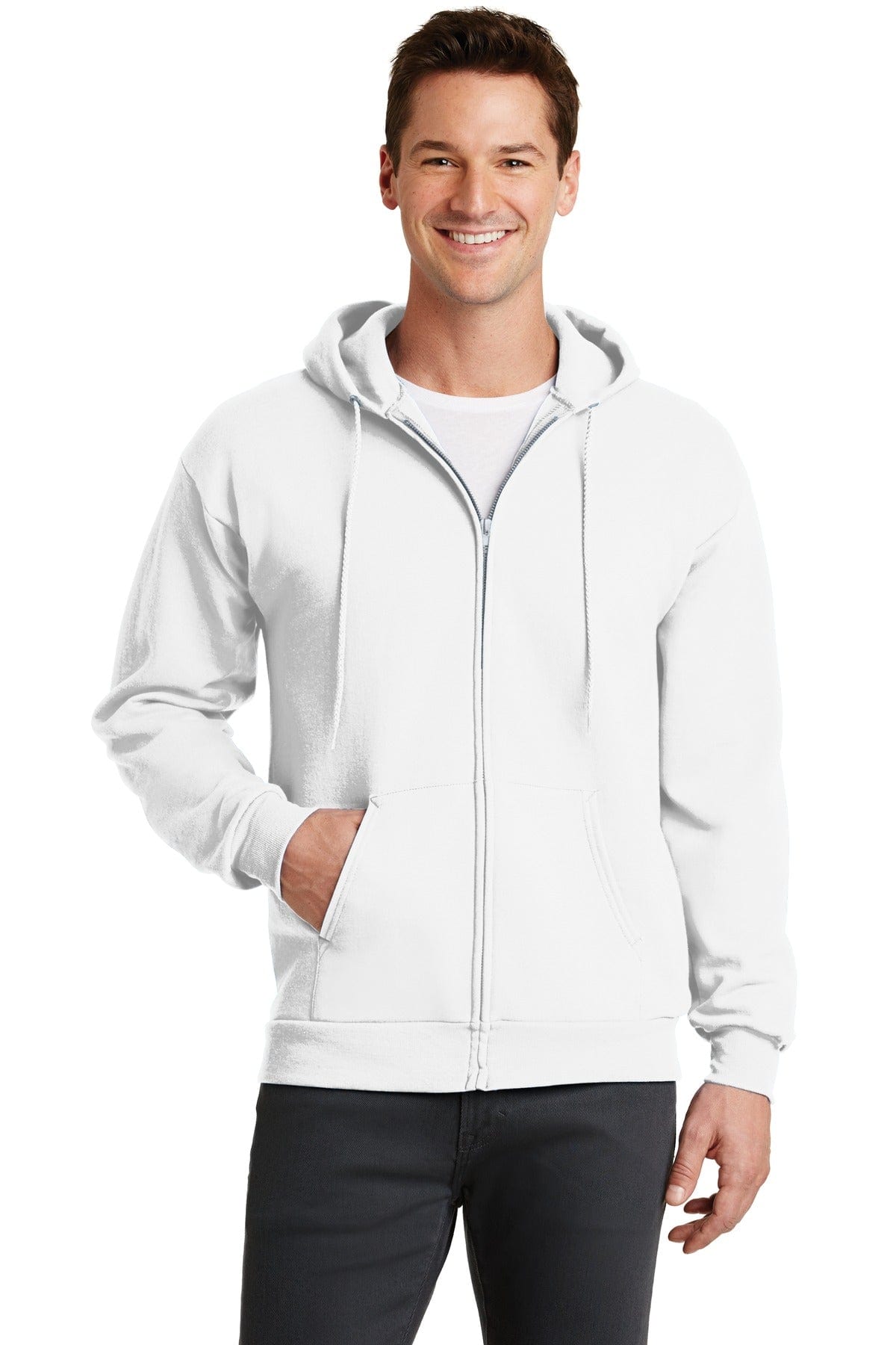 Port Sweatshirts/Fleece S / White Port & Company ®  - Core Fleece Full-Zip Hooded Sweatshirt. PC78ZH