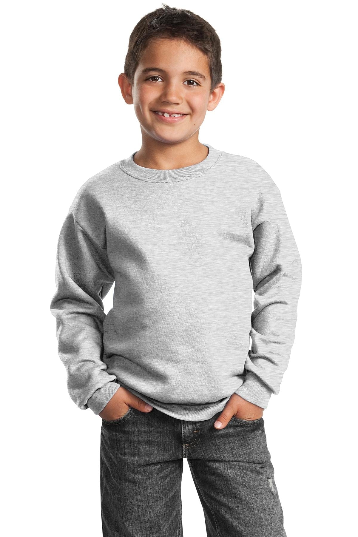 Port Sweatshirts/Fleece XS / Ash Port & Company ®  - Youth Core Fleece Crewneck Sweatshirt.  PC90Y