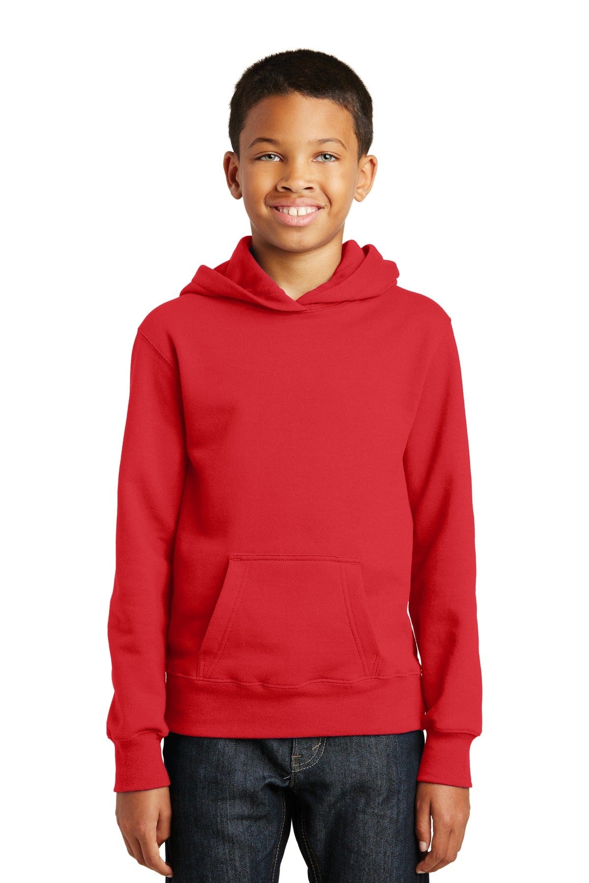 Port Sweatshirts/Fleece XS / Bright Red Port & Company ®  Youth Fan Favorite Fleece Pullover Hooded Sweatshirt. PC850YH
