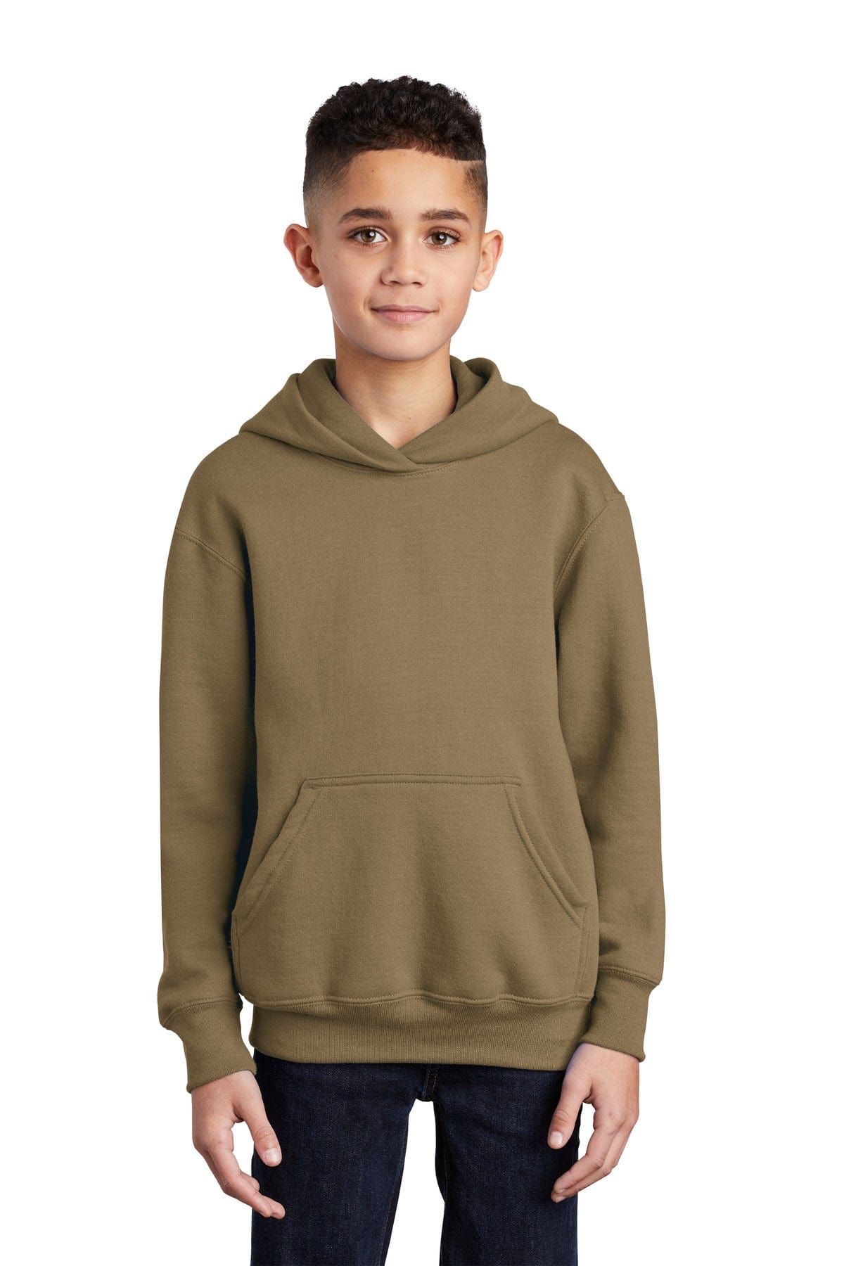 Port Sweatshirts/Fleece XS / Coyote Brown Port & Company ®  - Youth Core Fleece Pullover Hooded Sweatshirt.  PC90YH, Basic Colors