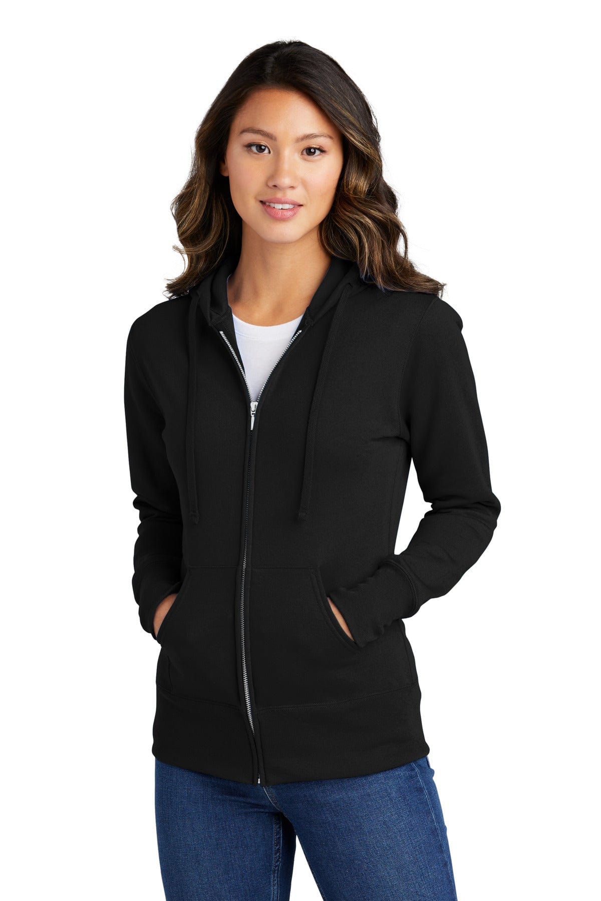 Port Sweatshirts/Fleece XS / Jet Black Port & Company ®  Ladies Core Fleece Full-Zip Hooded Sweatshirt. LPC78ZH