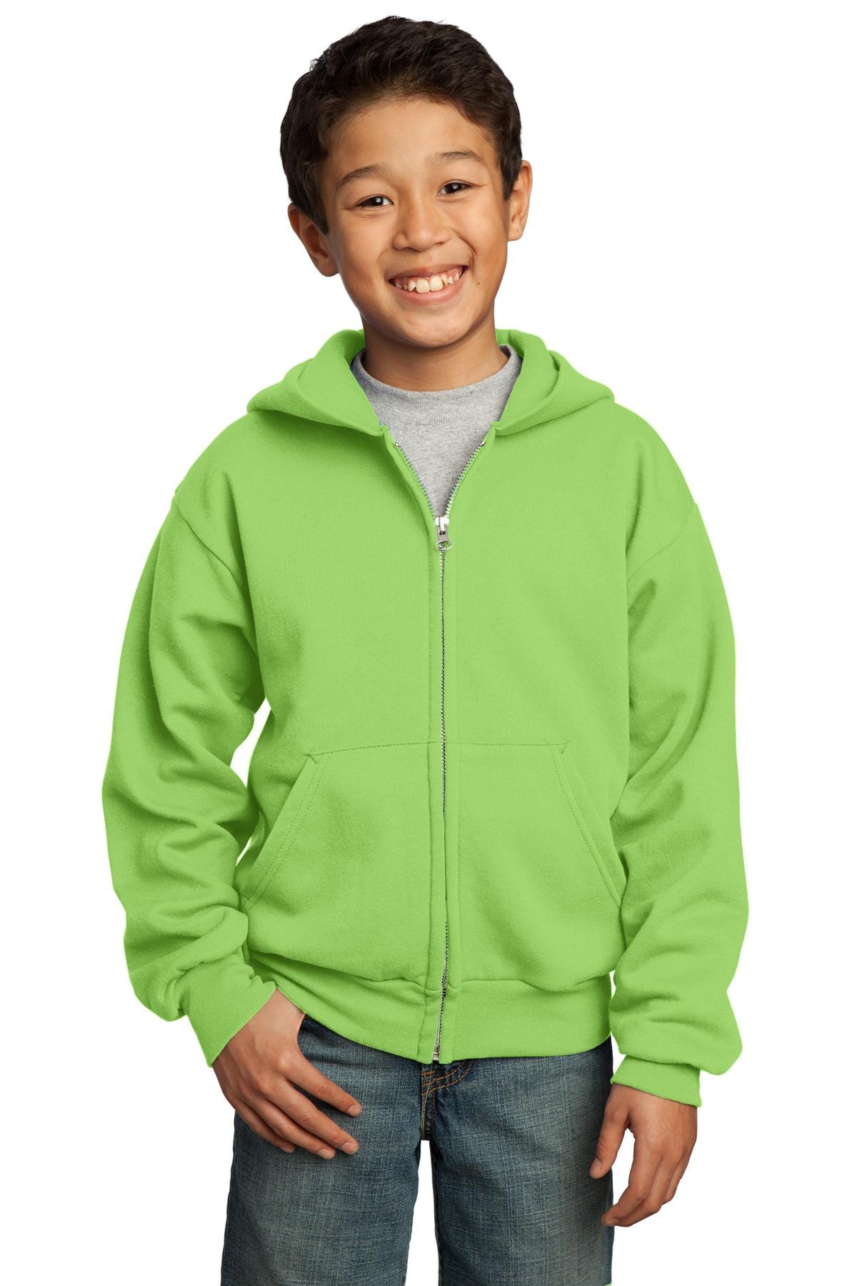 Port Sweatshirts/Fleece XS / Lime Port & Company ®  - Youth Core Fleece Full-Zip Hooded Sweatshirt.  PC90YZH
