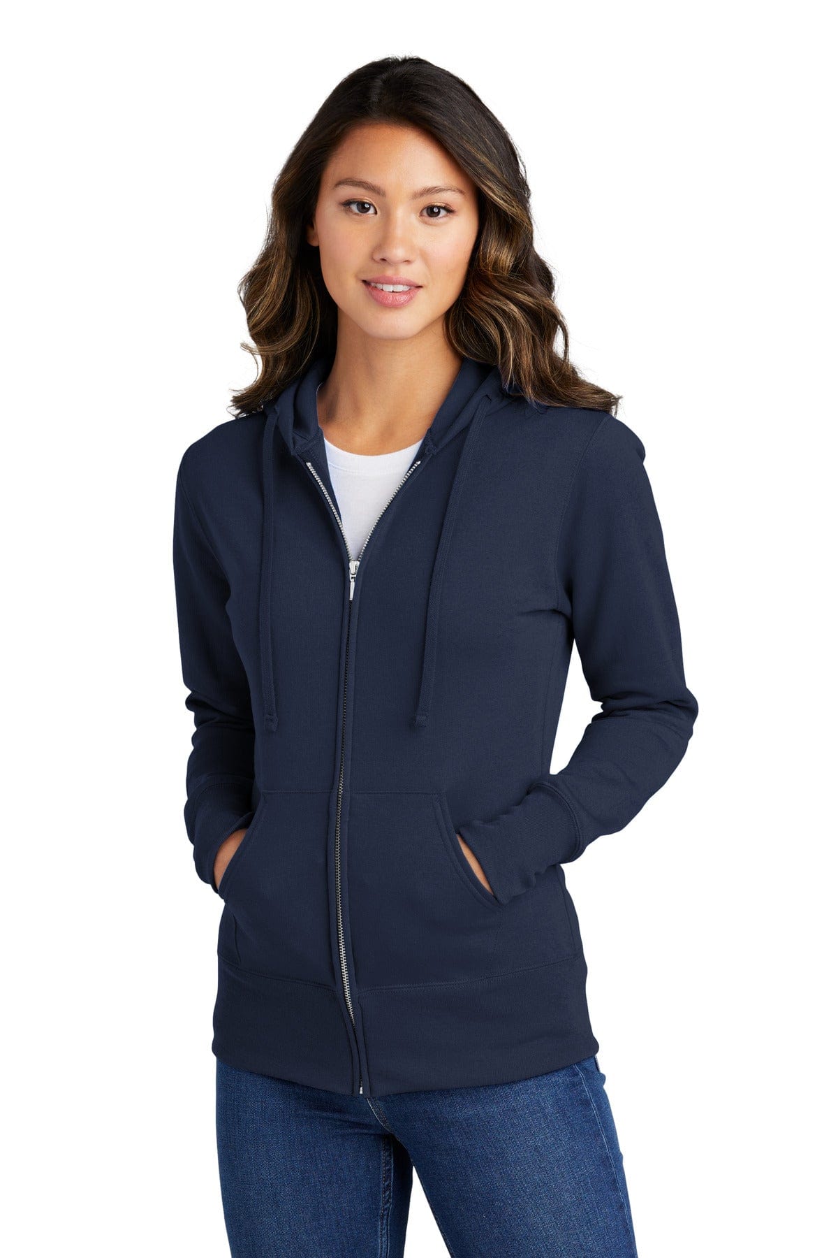 Port Sweatshirts/Fleece XS / Navy Port & Company ®  Ladies Core Fleece Full-Zip Hooded Sweatshirt. LPC78ZH