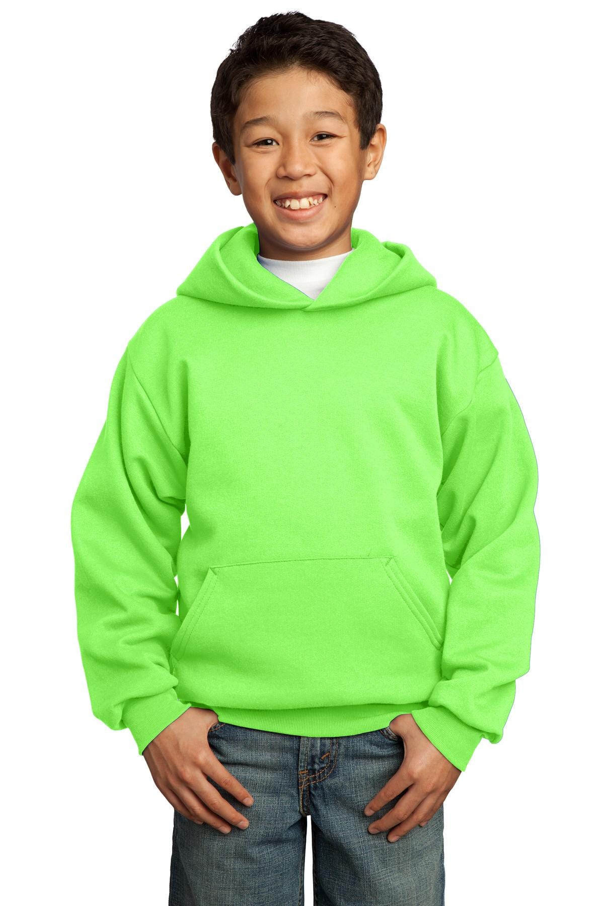 Port Sweatshirts/Fleece XS / Neon Green Port & Company ®  - Youth Core Fleece Pullover Hooded Sweatshirt.  PC90YH, Basic Colors