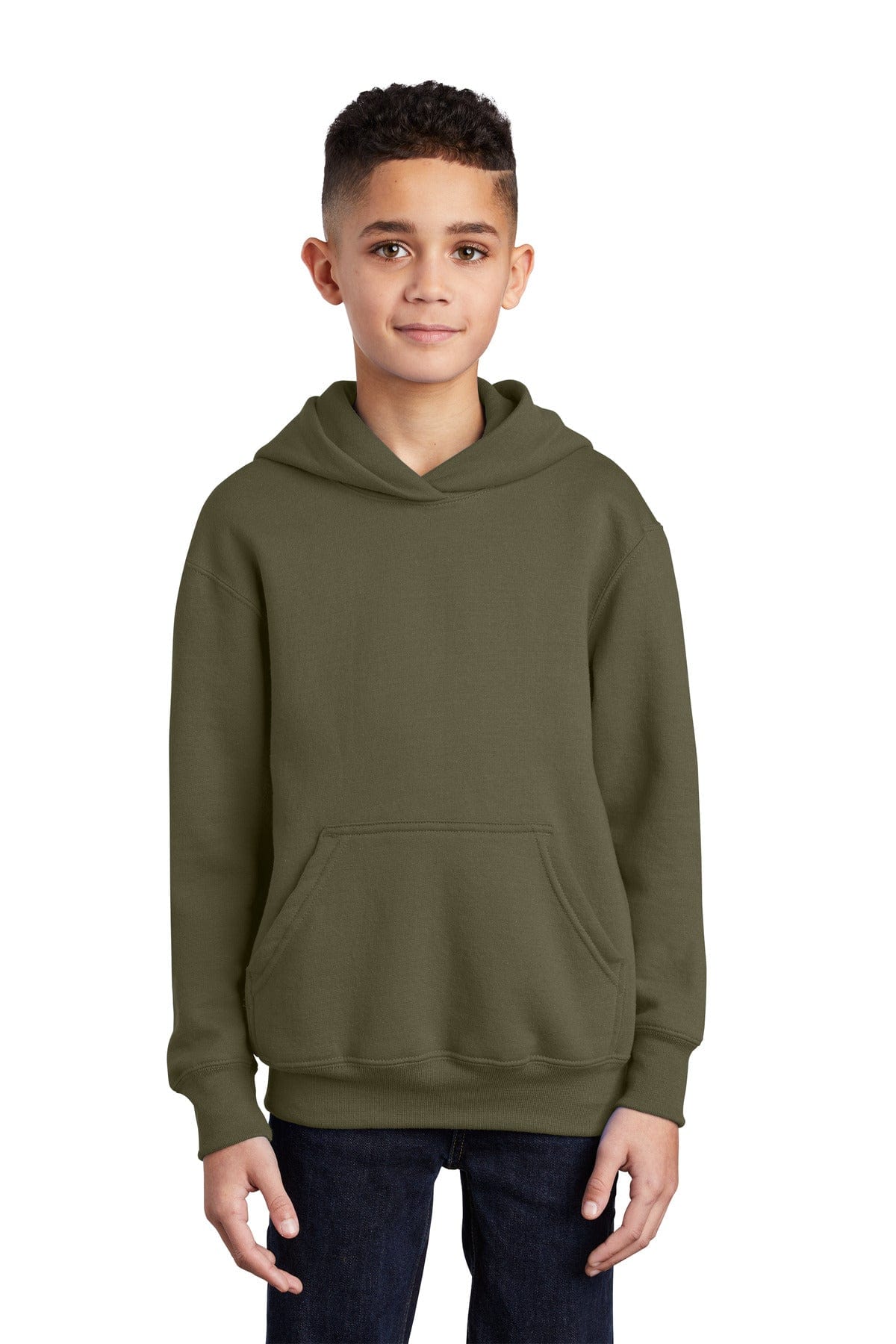 Port Sweatshirts/Fleece XS / Olive Drab Green Port & Company ®  - Youth Core Fleece Pullover Hooded Sweatshirt.  PC90YH, Basic Colors