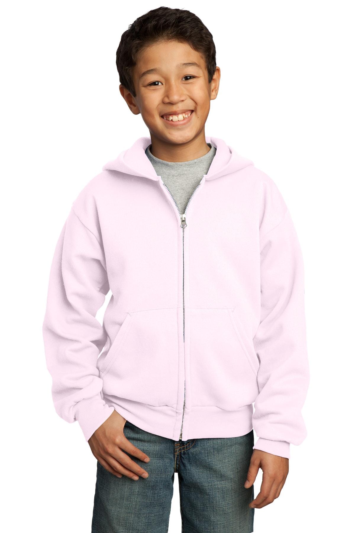Port Sweatshirts/Fleece XS / Pale Pink Port & Company ®  - Youth Core Fleece Full-Zip Hooded Sweatshirt.  PC90YZH