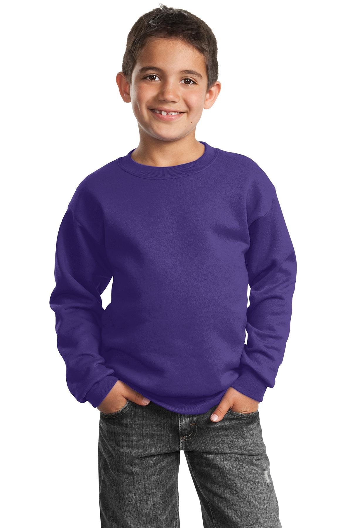 Port Sweatshirts/Fleece XS / Purple Port & Company ®  - Youth Core Fleece Crewneck Sweatshirt.  PC90Y