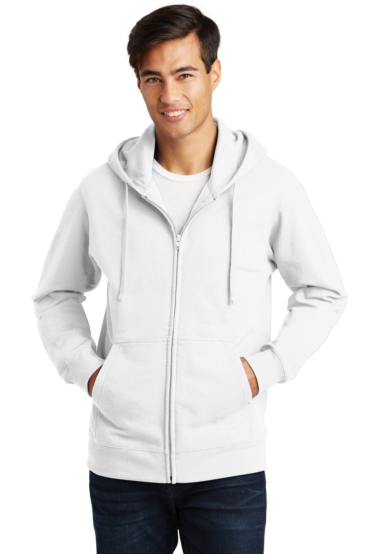 Port Sweatshirts/Fleece XS / White Port & Company ®  Fan Favorite Fleece Full-Zip Hooded Sweatshirt. PC850ZH
