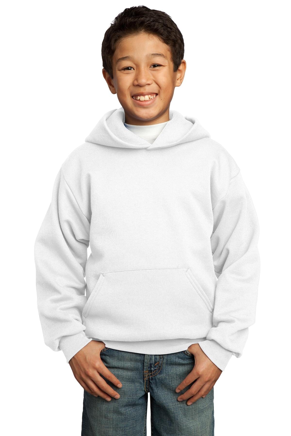 Port Sweatshirts/Fleece XS / White Port & Company ®  - Youth Core Fleece Pullover Hooded Sweatshirt.  PC90YH