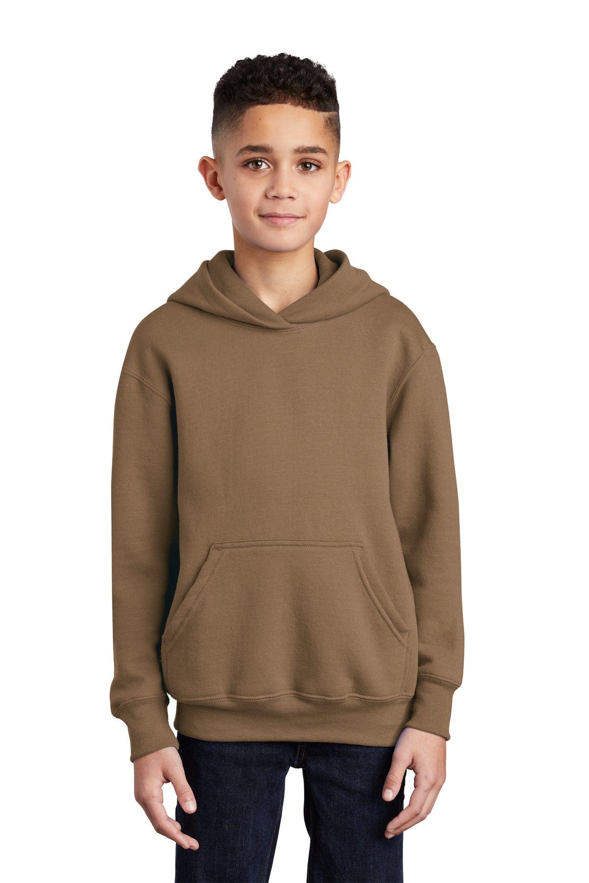 Port Sweatshirts/Fleece XS / Woodland Brown Port & Company ®  - Youth Core Fleece Pullover Hooded Sweatshirt.  PC90YH, Basic Colors