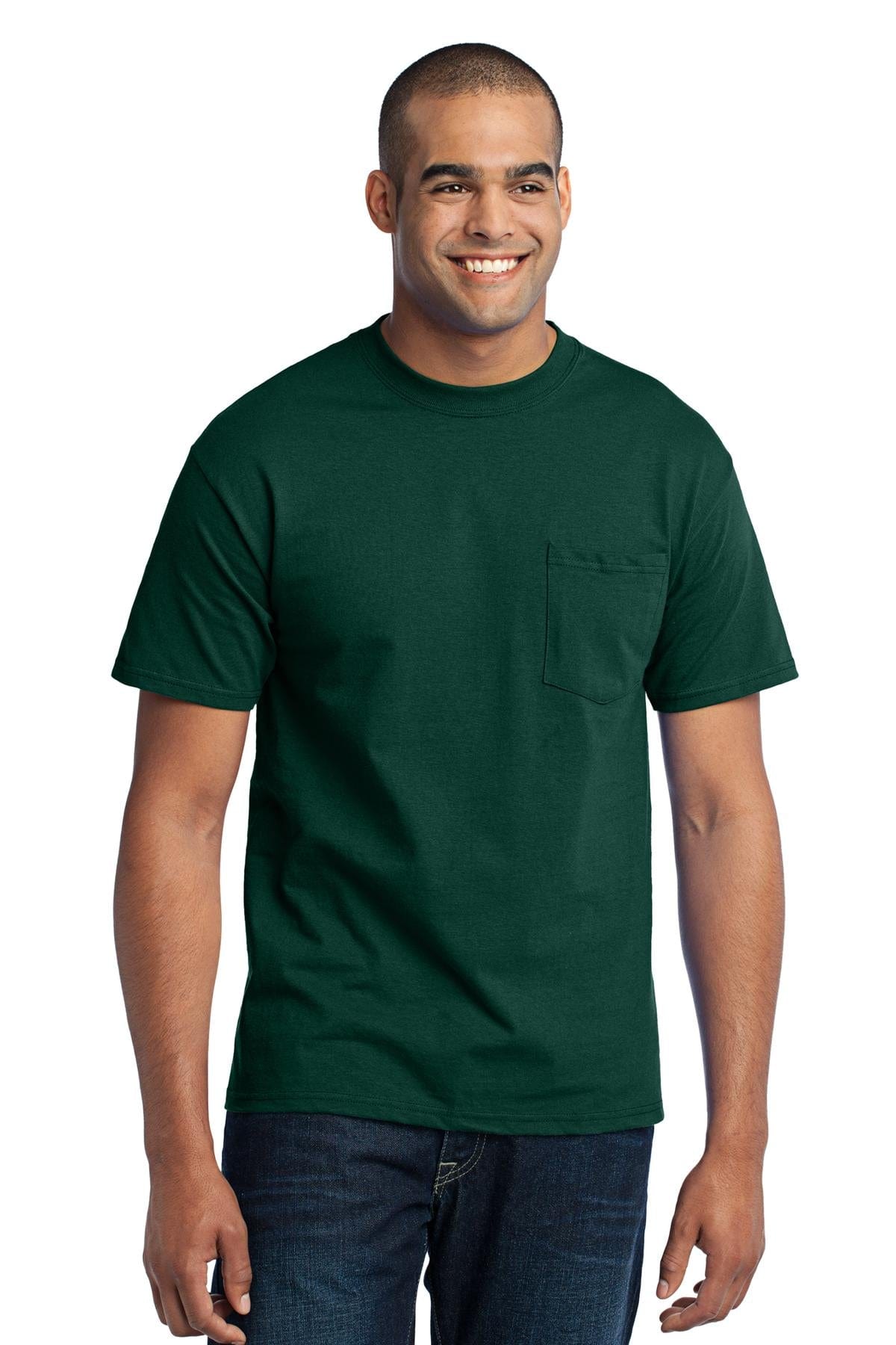 Port T-Shirts LT / Dark Green Port & Company ®  Tall Core Blend Pocket Tee. PC55PT