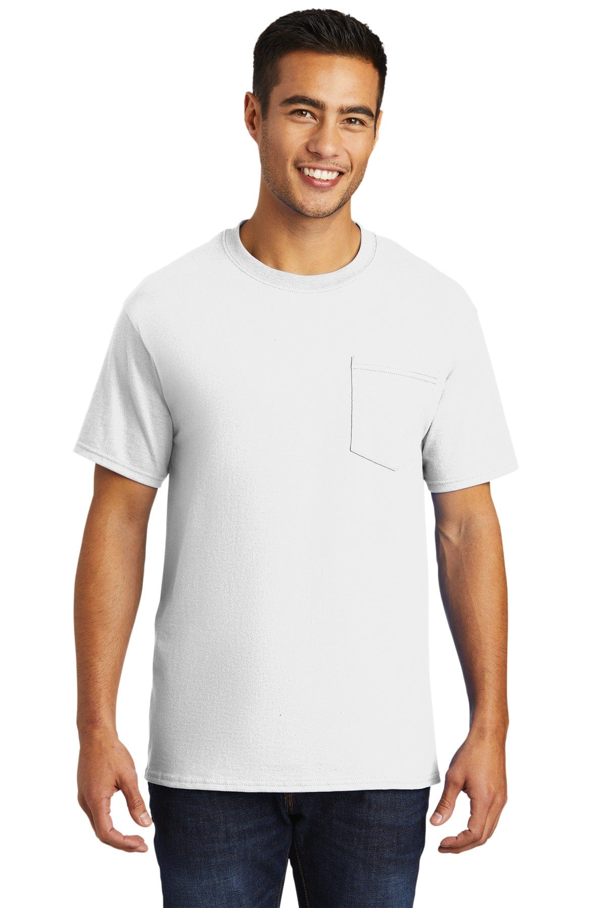 Port T-Shirts LT / White Port & Company ®  - Tall Essential Pocket Tee. PC61PT