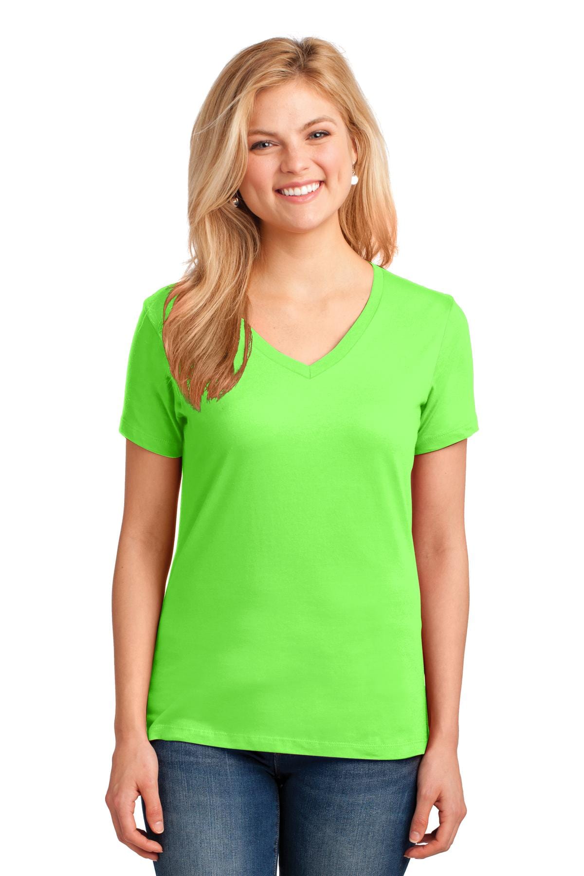 Port T-Shirts Port & Company ®  Ladies Core Cotton V-Neck Tee. LPC54V, Basic Colors
