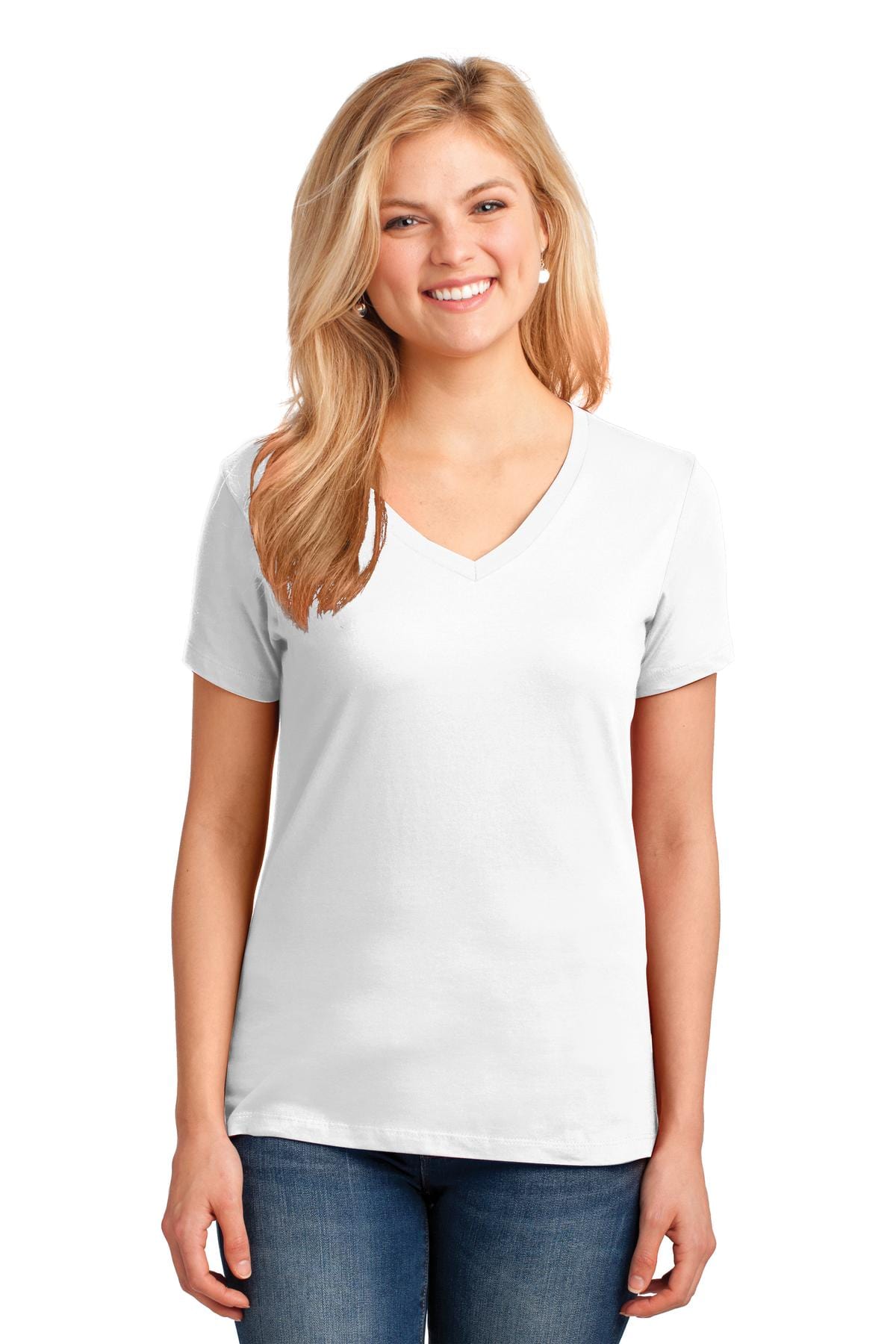 Port T-Shirts Port & Company ®  Ladies Core Cotton V-Neck Tee. LPC54V, Basic Colors