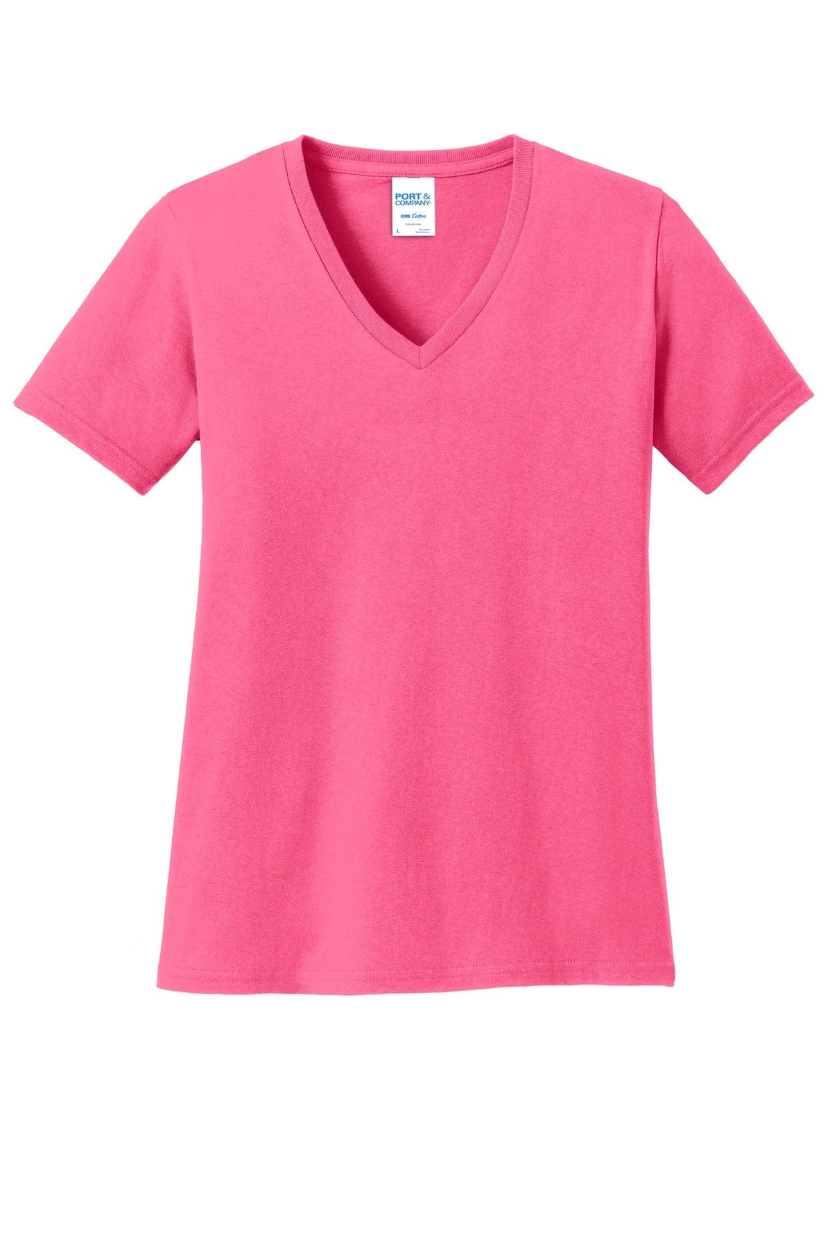 Port T-Shirts Port & Company ®  Ladies Core Cotton V-Neck Tee. LPC54V, Basic Colors