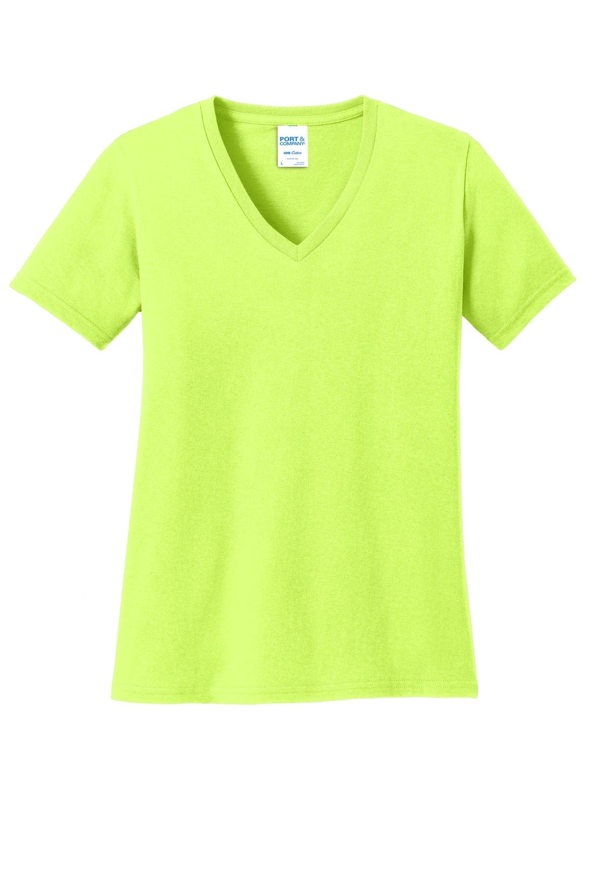 Port T-Shirts Port & Company ®  Ladies Core Cotton V-Neck Tee. LPC54V, Basic Colors
