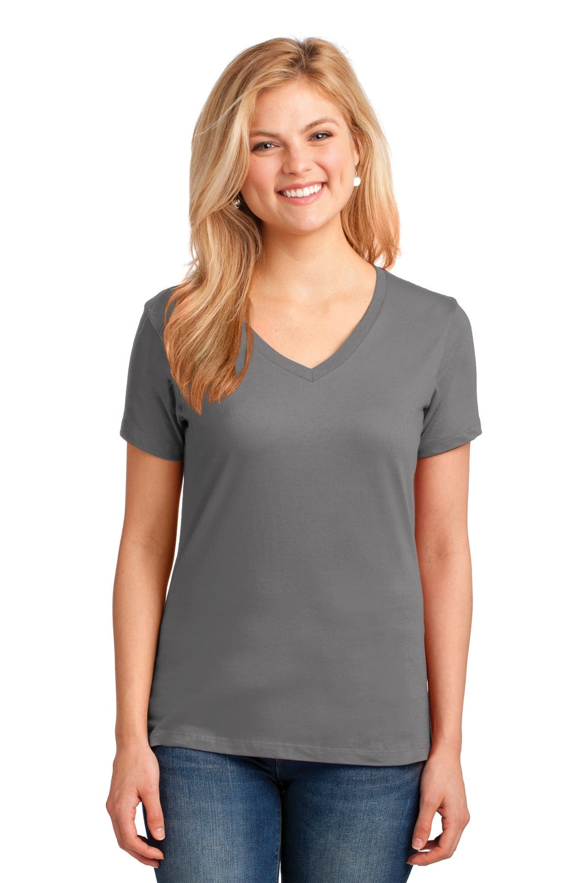 Port T-Shirts Port & Company ®  Ladies Core Cotton V-Neck Tee. LPC54V, Traditional Colors