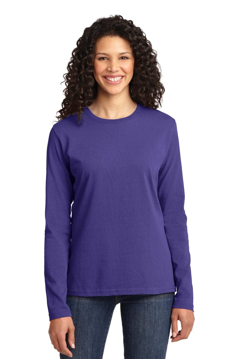 Port T-Shirts Port & Company ®  Ladies Long Sleeve Core Cotton Tee. LPC54LS, Basic Colors