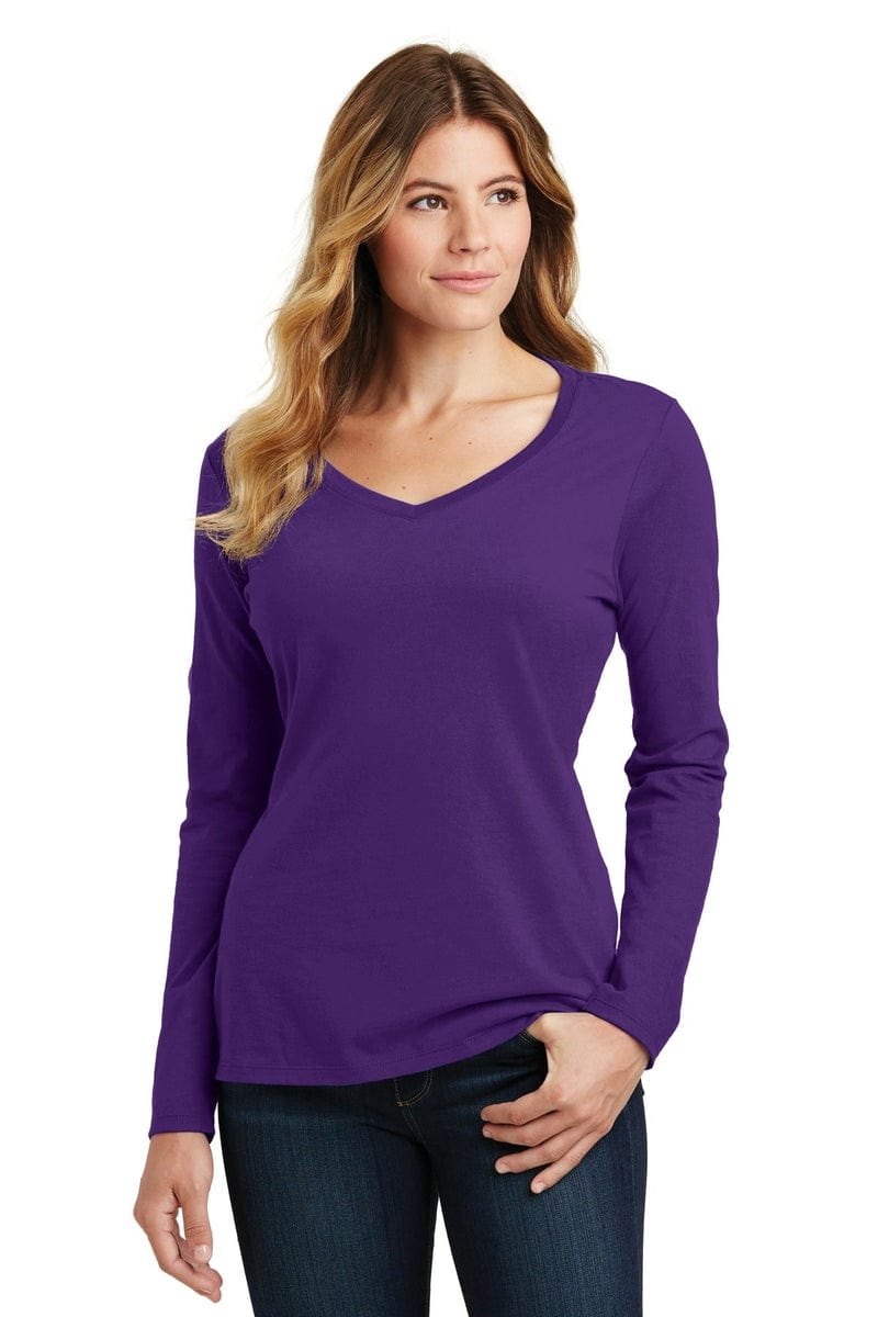Port T-Shirts Port & Company ®  Ladies Long Sleeve Fan Favorite V-Neck Tee. LPC450VLS, Basic Colors