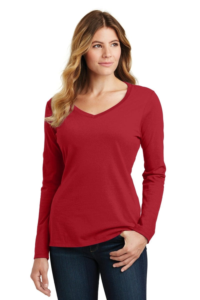 Port T-Shirts Port & Company ®  Ladies Long Sleeve Fan Favorite V-Neck Tee. LPC450VLS, Basic Colors